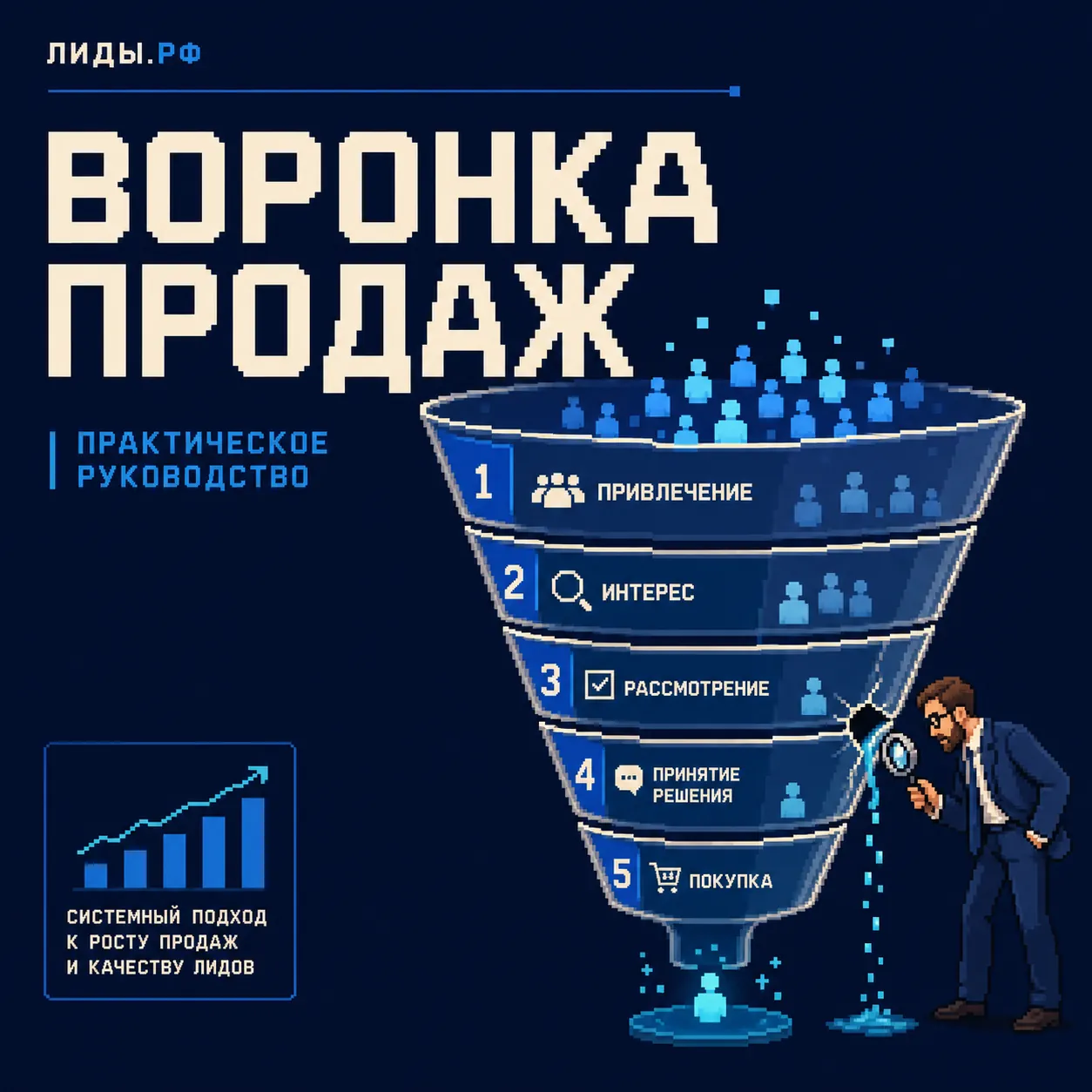 Воронка продаж простыми словами: этапы и узкие места — обложка