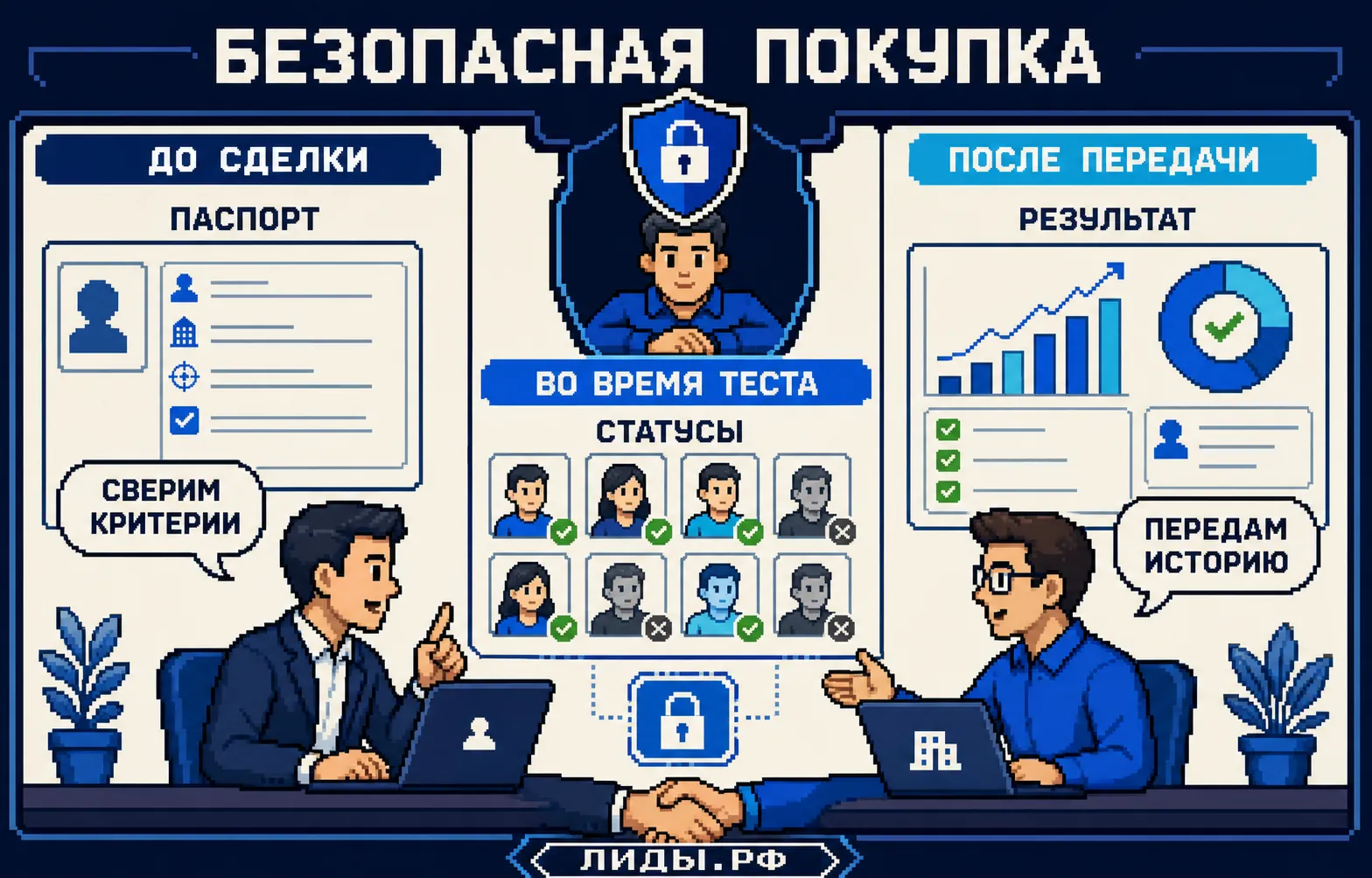Комикс о безопасной покупке лидов