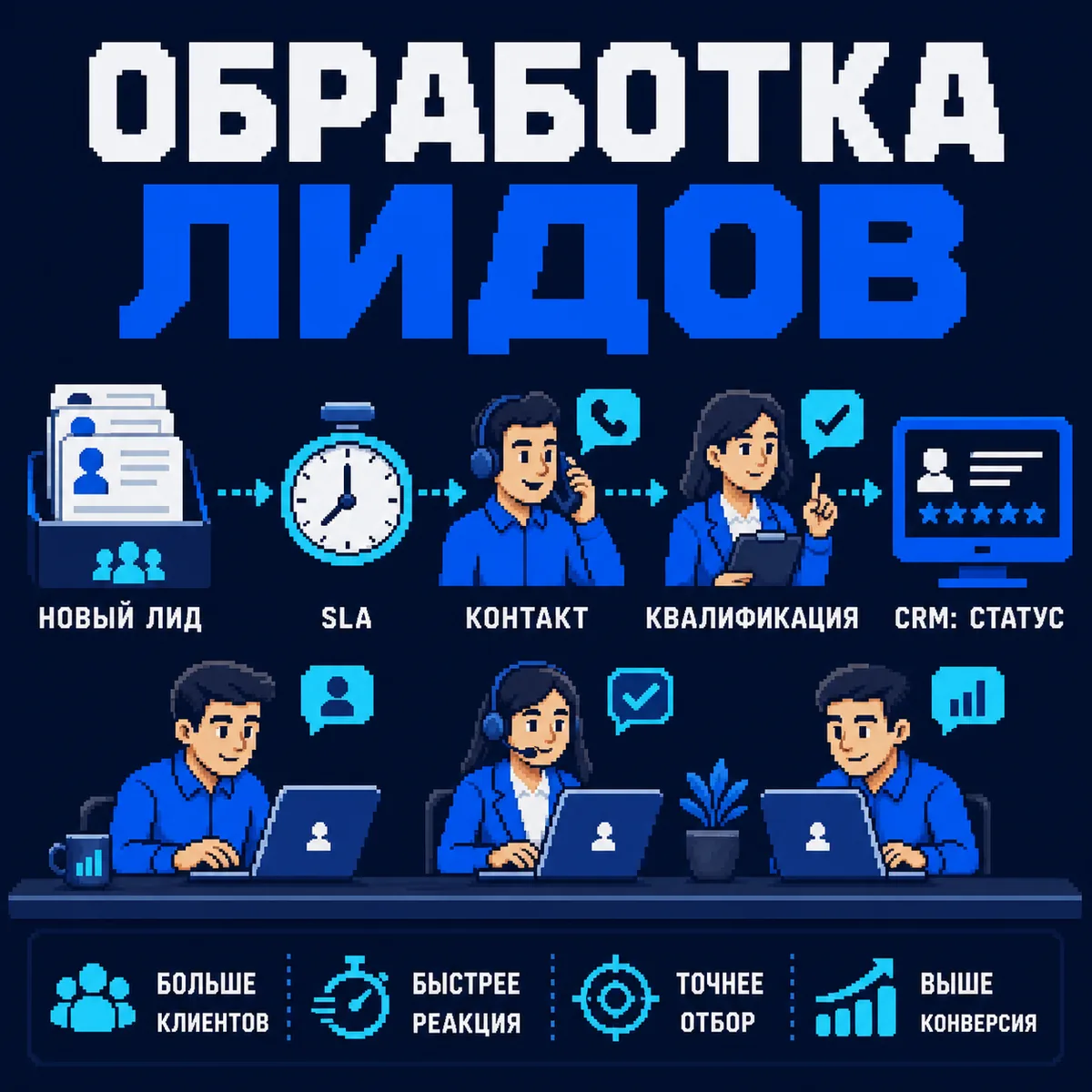 Как эффективно обрабатывать лиды: SLA, сценарий и статусы CRM — обложка