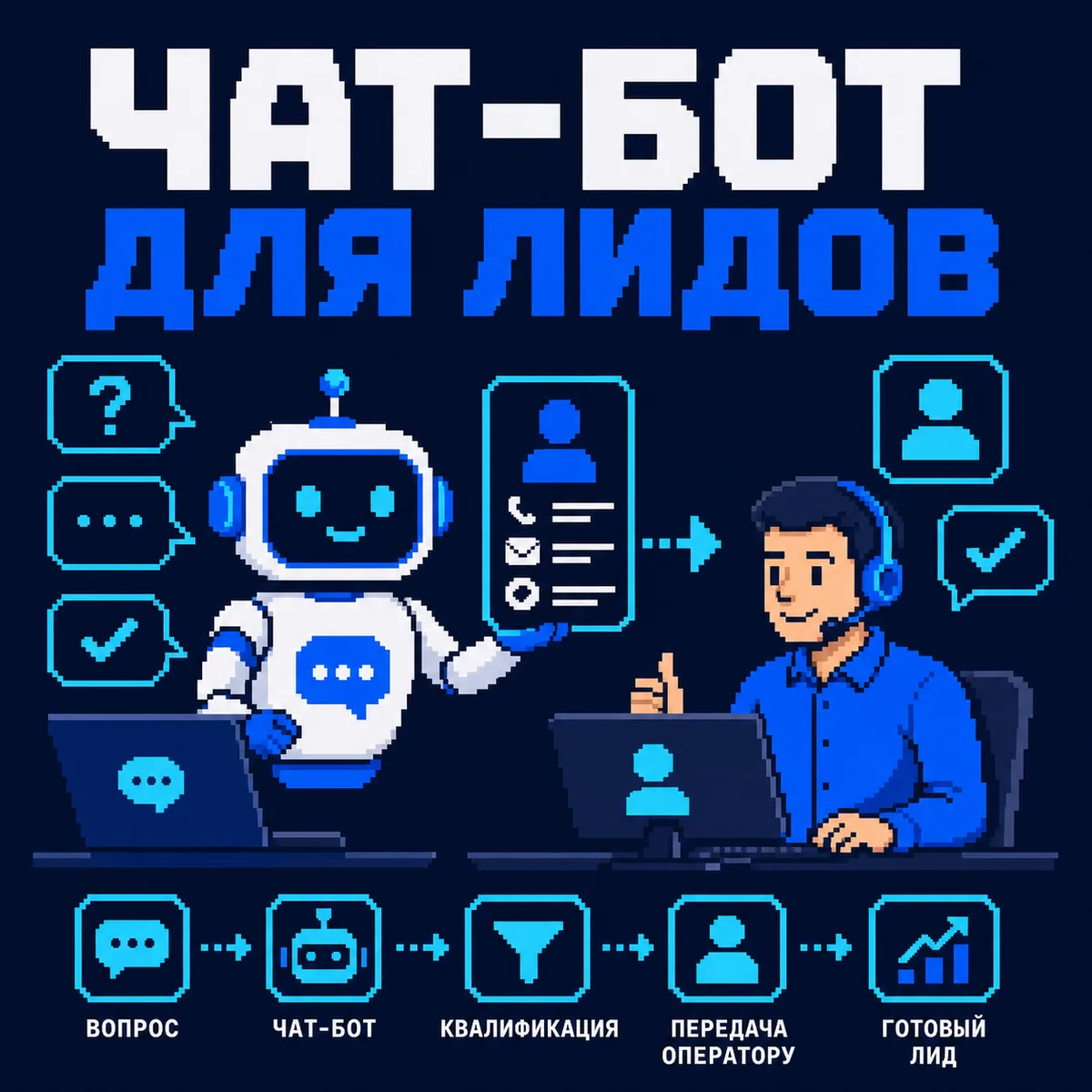 Чат-бот для сбора лидов: сценарий, квалификация и передача в CRM — обложка