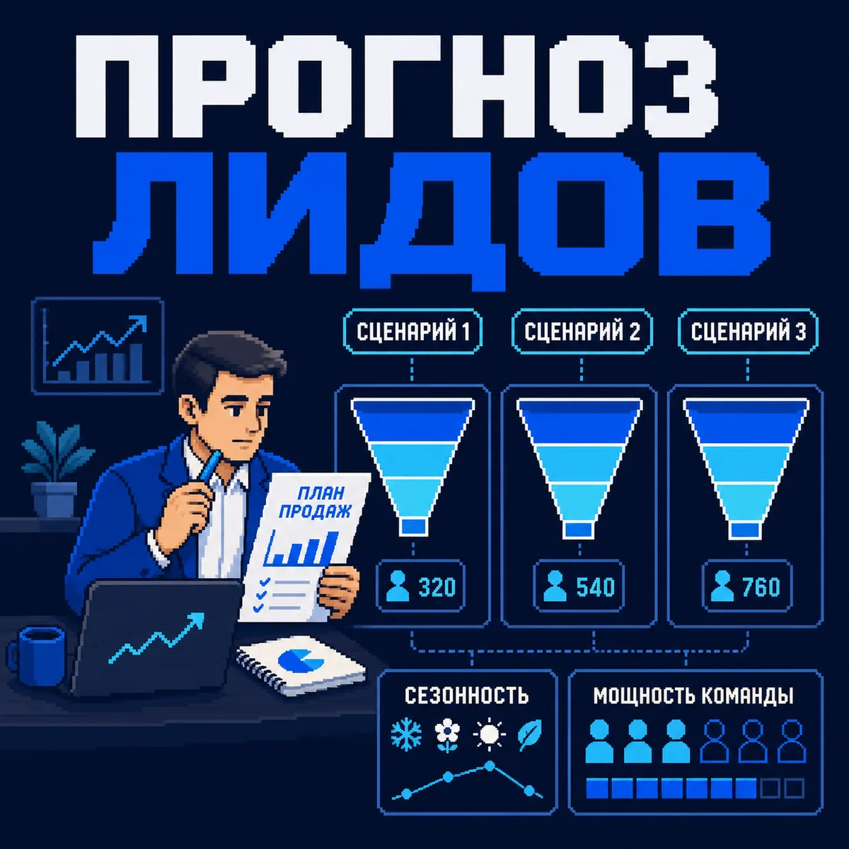 Как прогнозировать количество лидов: формула, воронка и сценарии — обложка