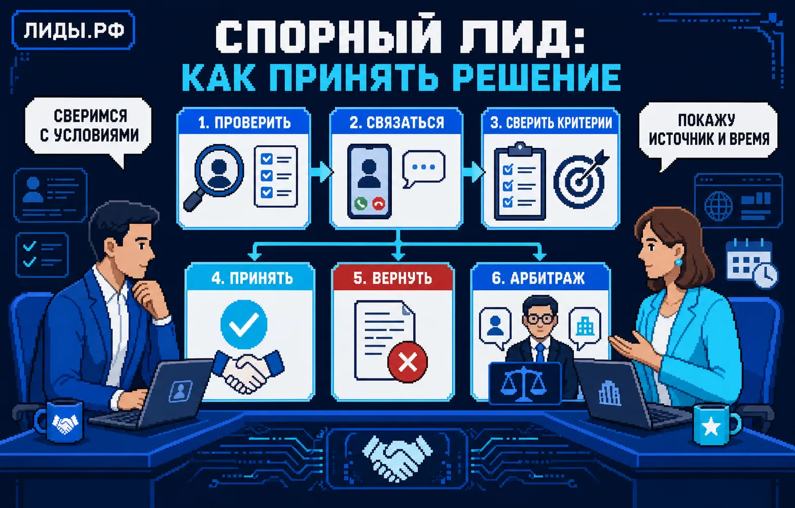 Инфографика-комикс: как принять решение по спорному лиду