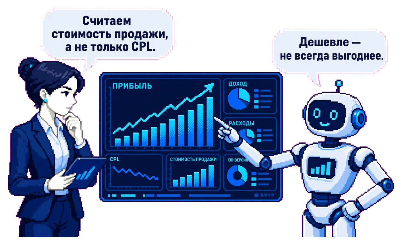 Аналитик и цифровой помощник сравнивают CPL со стоимостью продажи